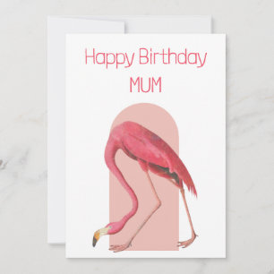 Vintage pink flamingo birthday card