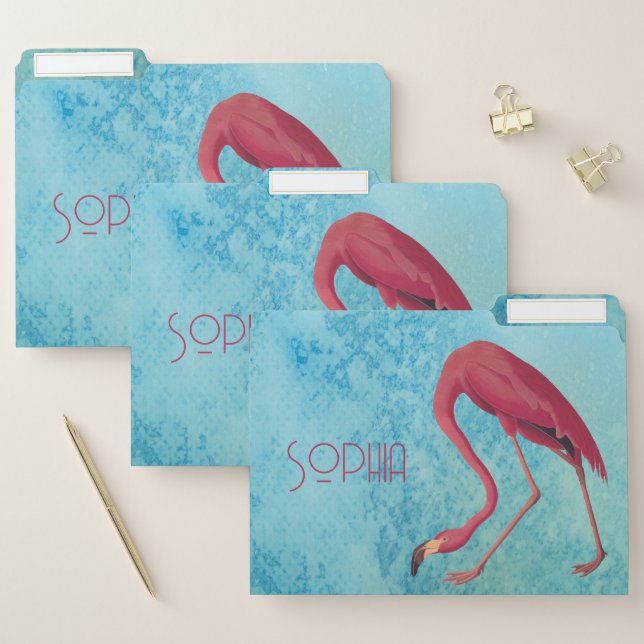 Vintage Pink Flamingo File Folder (Set)