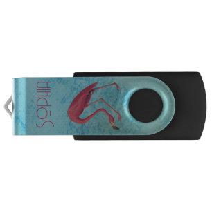 Vintage Pink Flamingo Flash Drive