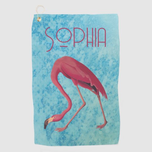 Vintage Pink Flamingo Golf Towel