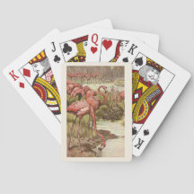Vintage Pink Flamingo Illustration Playing Cards