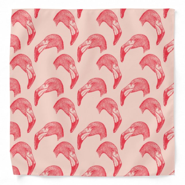 Vintage Pink Flamingo Pattern Bandana (Front)