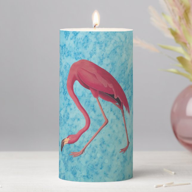 Vintage Pink Flamingo Pillar Candle (In Situ)