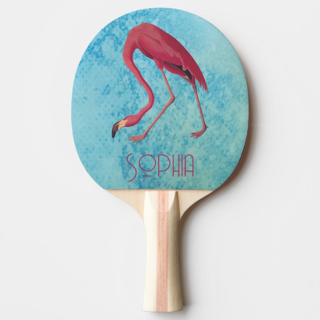 Vintage Pink Flamingo Ping Pong Paddle (Front)