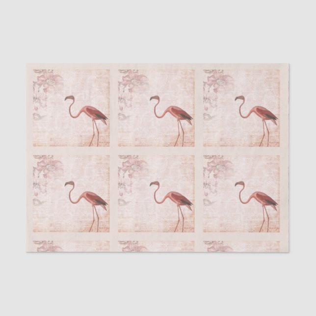 Vintage Pink Flamingo Tissue Paper (Front)