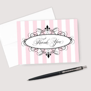 Vintage Pink Fleur de Lis French Bridal Shower Thank You Card