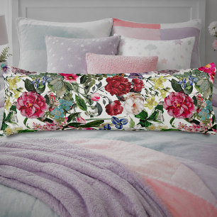 Vintage pink floral beige pattern body pillow