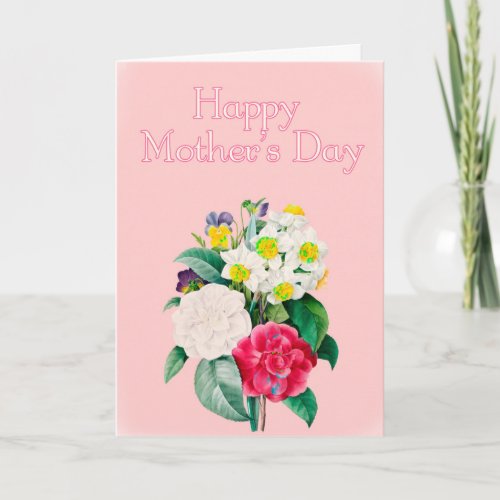 Vintage Pink Floral Bouquest Happy Mothers Day Card