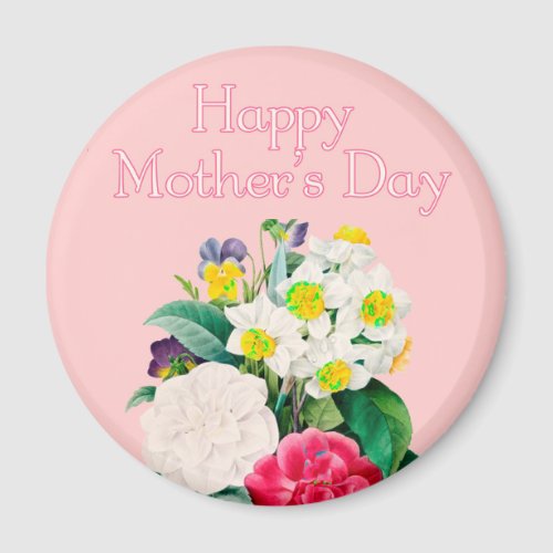 Vintage Pink Floral Bouquest Happy Mothers Day Magnet