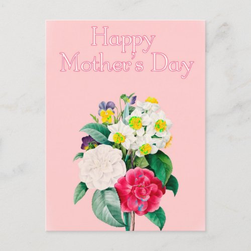 Vintage Pink Floral Bouquest Happy Mothers Day Postcard