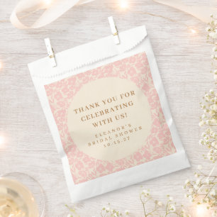 Vintage Pink Floral Bridal Shower Custom Thank You Favor Bag