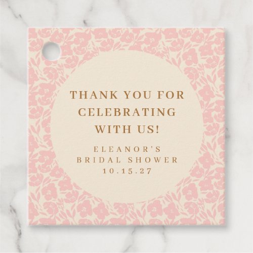 Vintage Pink Floral Bridal Shower Custom Thank You Favor Tags