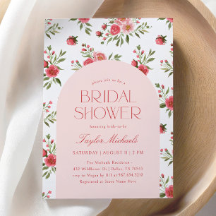 Vintage Pink Floral Bridal Shower Invitation