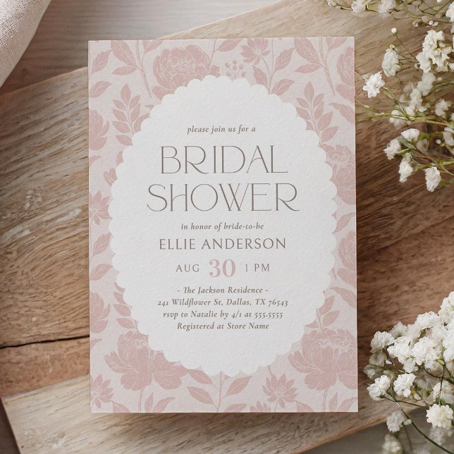Vintage Pink Floral Chinoiserie Bridal Shower Invitation (Creator Uploaded)