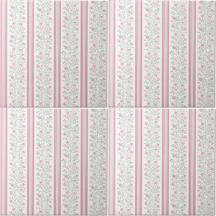 Vintage Pink Floral Coquette Nursery Ceramic Tile