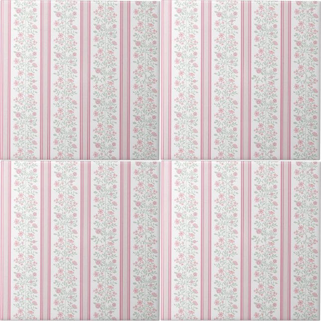 Vintage Pink Floral Coquette Nursery Ceramic Tile (Vintage Pink Floral Coquette Nursery Ceramic Tile)