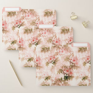 Vintage Pink Floral Decorative Flower Pattern File Folder