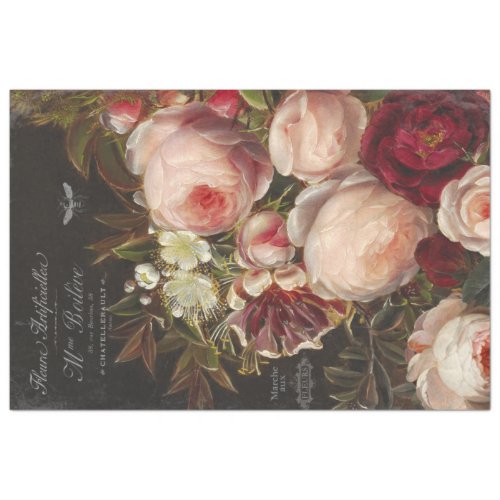 Vintage Pink Floral Decoupage Tissue Paper