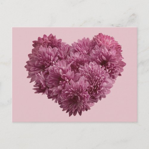 Vintage Pink Floral Heart Postcard