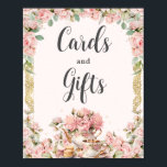 Vintage Pink Floral High Tea Cards and Gifts Poster<br><div class="desc">Personalize this vintage tea party tabletop sign easily and quickly. Simply click the Edit Using Design Tools button to further edit the texts, change fonts and fonts colors. Featuring a set of vintage teapot and teacup, beautiful blush pink roses and an antique gold border. All text is editable. Personalize it...</div>