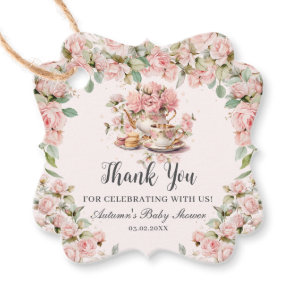 Vintage Pink Floral High Tea Party Baby Shower Favor Tags