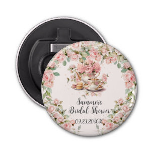 Vintage Pink Floral High Tea Party Bridal Shower Bottle Opener
