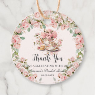 Vintage Pink Floral High Tea Party Bridal Shower  Favor Tags