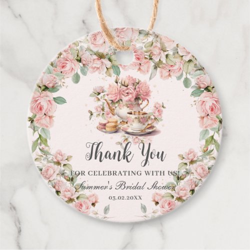 Vintage Pink Floral High Tea Party Bridal Shower  Favor Tags