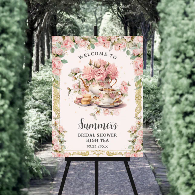 Vintage Pink Floral High Tea Party Bridal Shower Foam Board | Zazzle