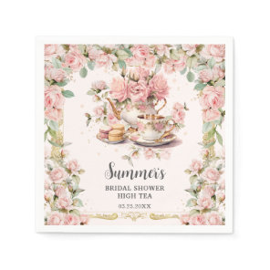 Vintage Pink Floral High Tea Party Bridal Shower  Napkins