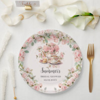 Vintage Pink Floral High Tea Party Bridal Shower
