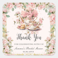 Vintage Pink Floral High Tea Party Bridal Shower