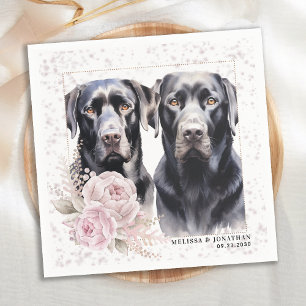 Vintage Pink Floral Labrador Retriever Dog Wedding Napkins