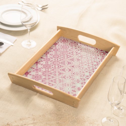 Vintage pink floral morph generative geometric pat serving tray