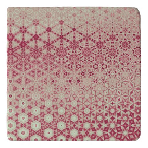 Vintage pink floral morph generative geometric pat trivet