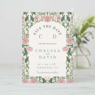 Vintage Pink Floral Morris Save The Date Card