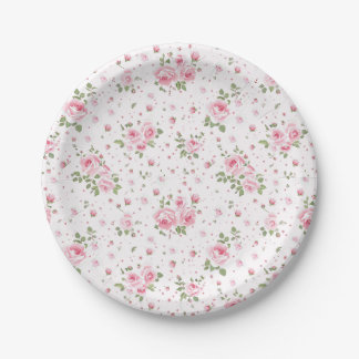 Vintage Pink Floral Paper Plates