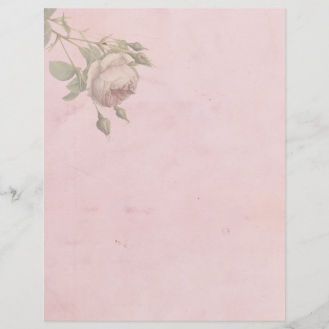 Vintage Pink Floral Paper Sheet (Front)