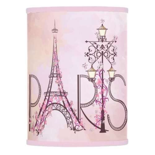 Vintage Pink Floral Paris Eiffel Tower Lamp Shade