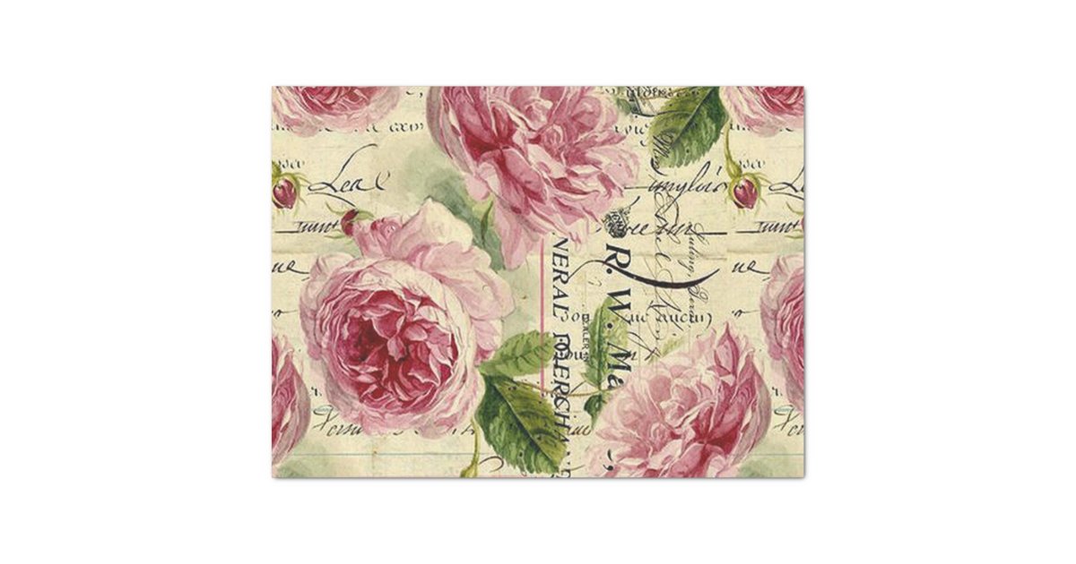 Vintage pink floral pattern any purpose tissue tissue ...