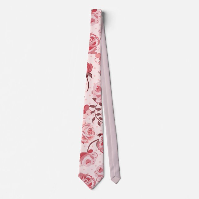 Vintage Pink Floral Pattern Neck Tie (Front)