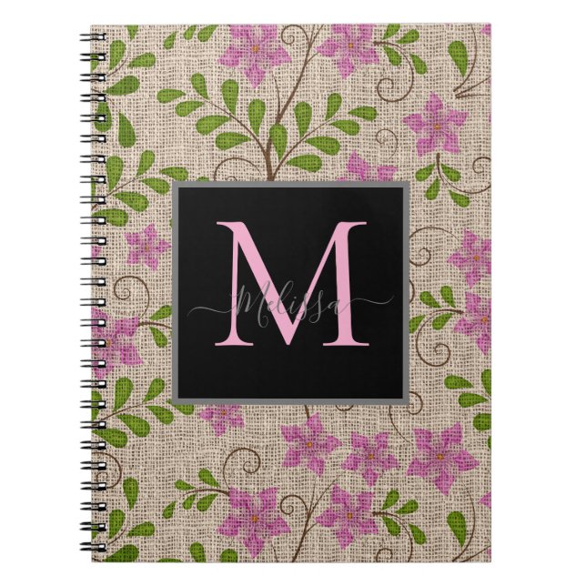 Vintage Pink Floral Pattern  Notebook (Front)