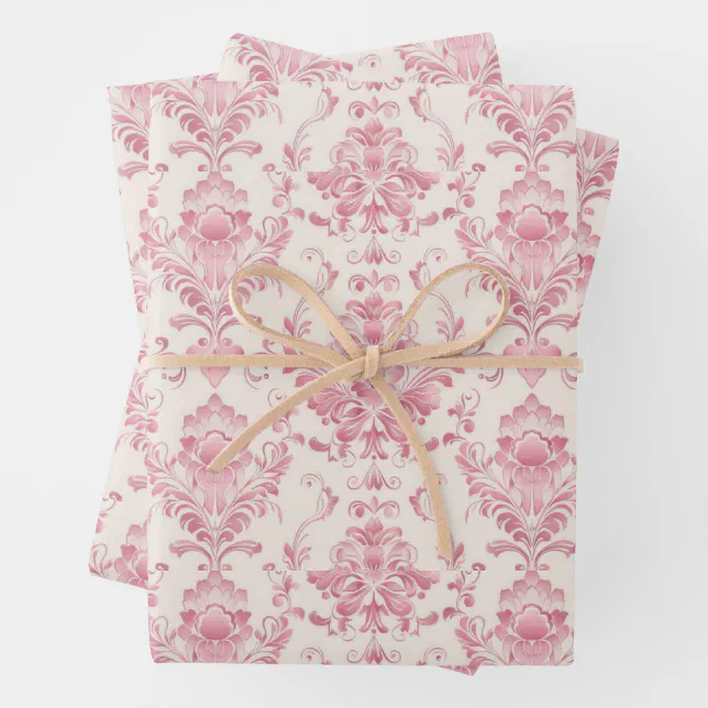Vintage Pink Floral Pattern Wrapping Paper Sheets | Zazzle
