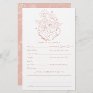 Vintage Pink Floral Predictions Baby Shower Game