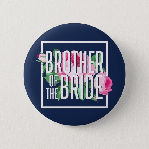 Vintage Pink Floral Rose Brother of The Bride Button