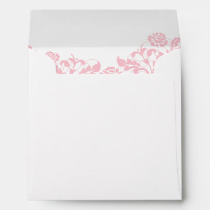 Vintage Pink Floral Rose Lace Square Wedding Envelope