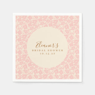 Vintage Pink Floral Script Bridal Shower Custom Napkins