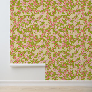 Vintage Pink Floral Seamless Pattern Background Wallpaper