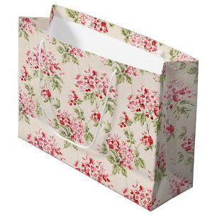 Vintage Pink Floral Shabby Chic Pattern Large Gift Bag