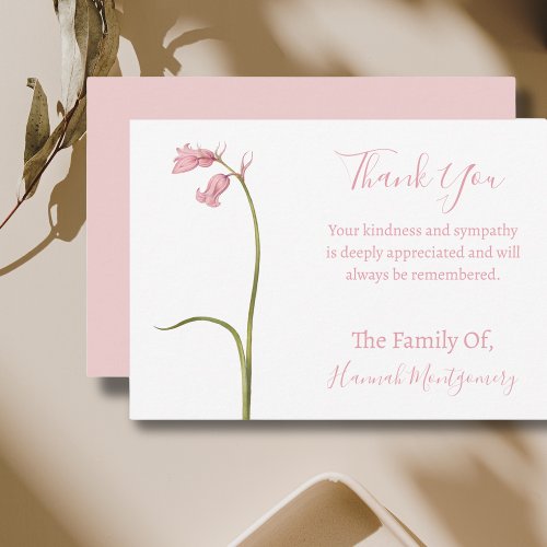 Vintage Pink Floral Sympathy Thank You Cards